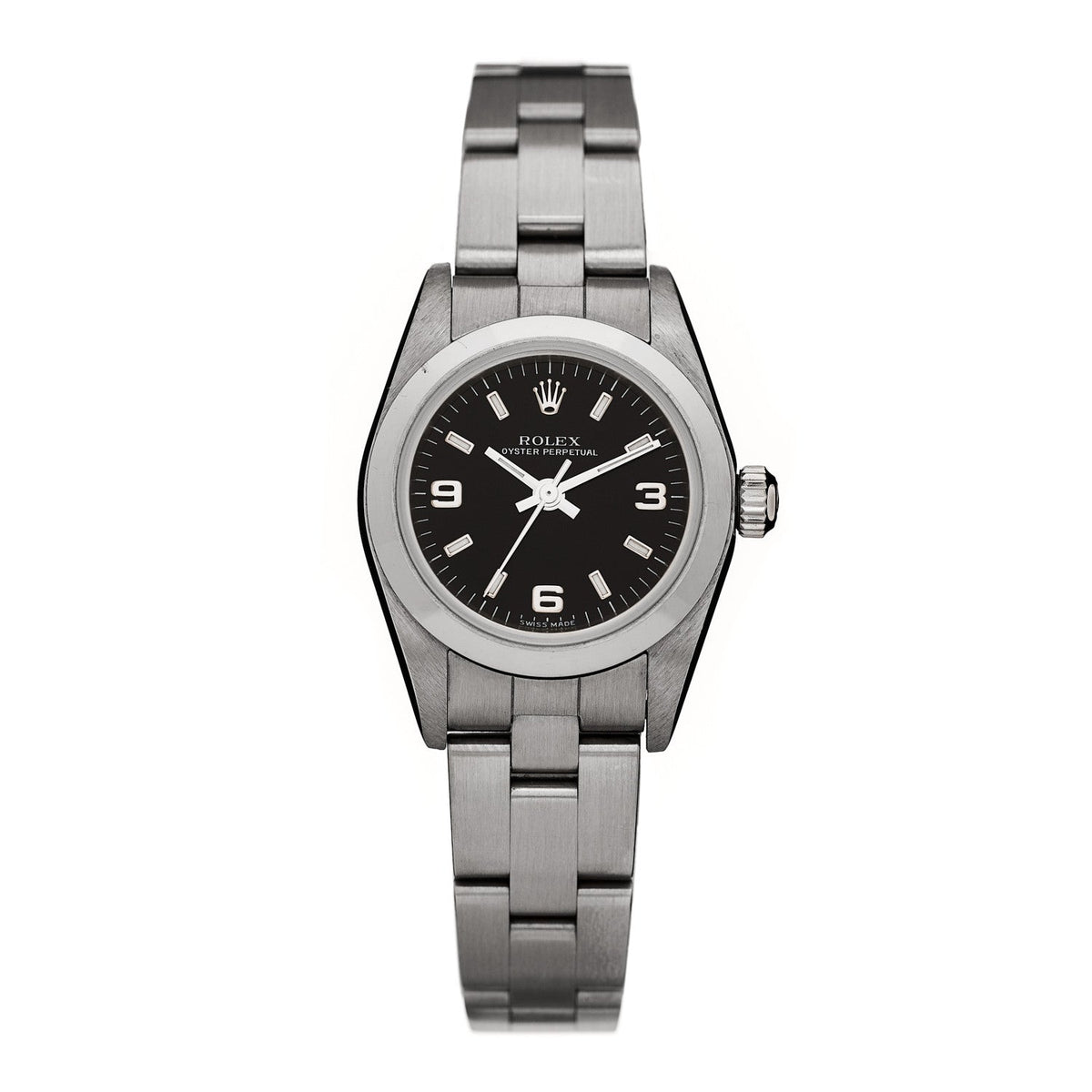 Stainless Steel 24mm Oyster Perpetual Watch Black 76080