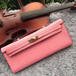 Luxury Hermes Pink Handcrafted Kelly Cut Clutch