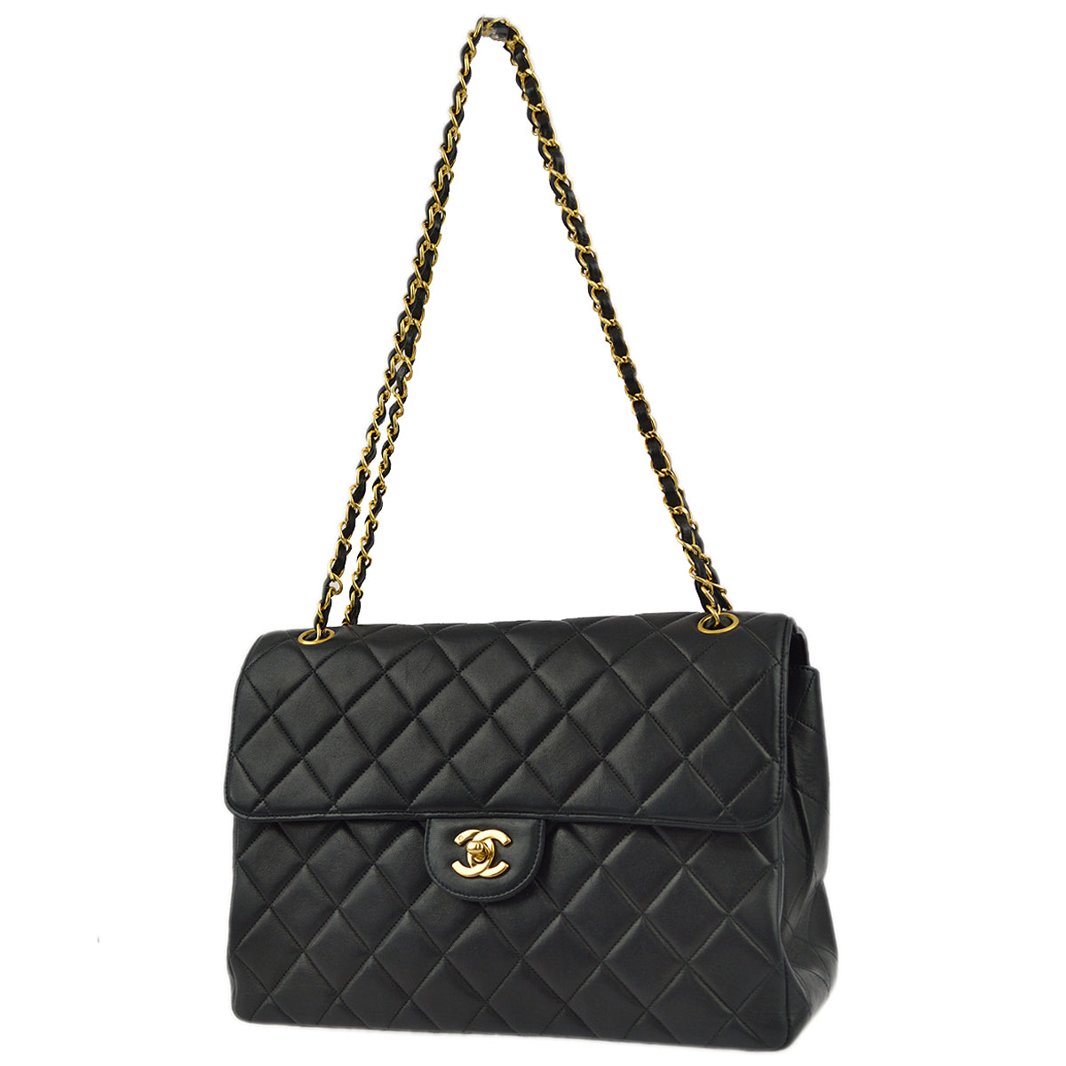 Chanel Black Lambskin jumbo Double Sided Classic Flap Bag