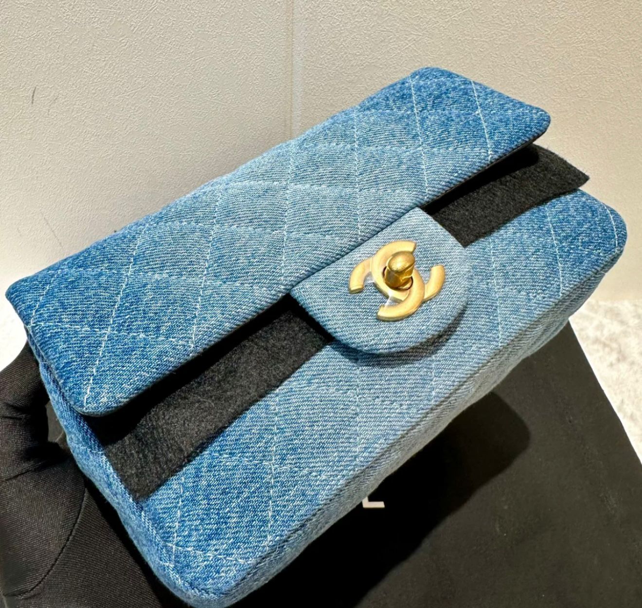 Chanel Mini Flap Quilted Blue Shoulder Bag