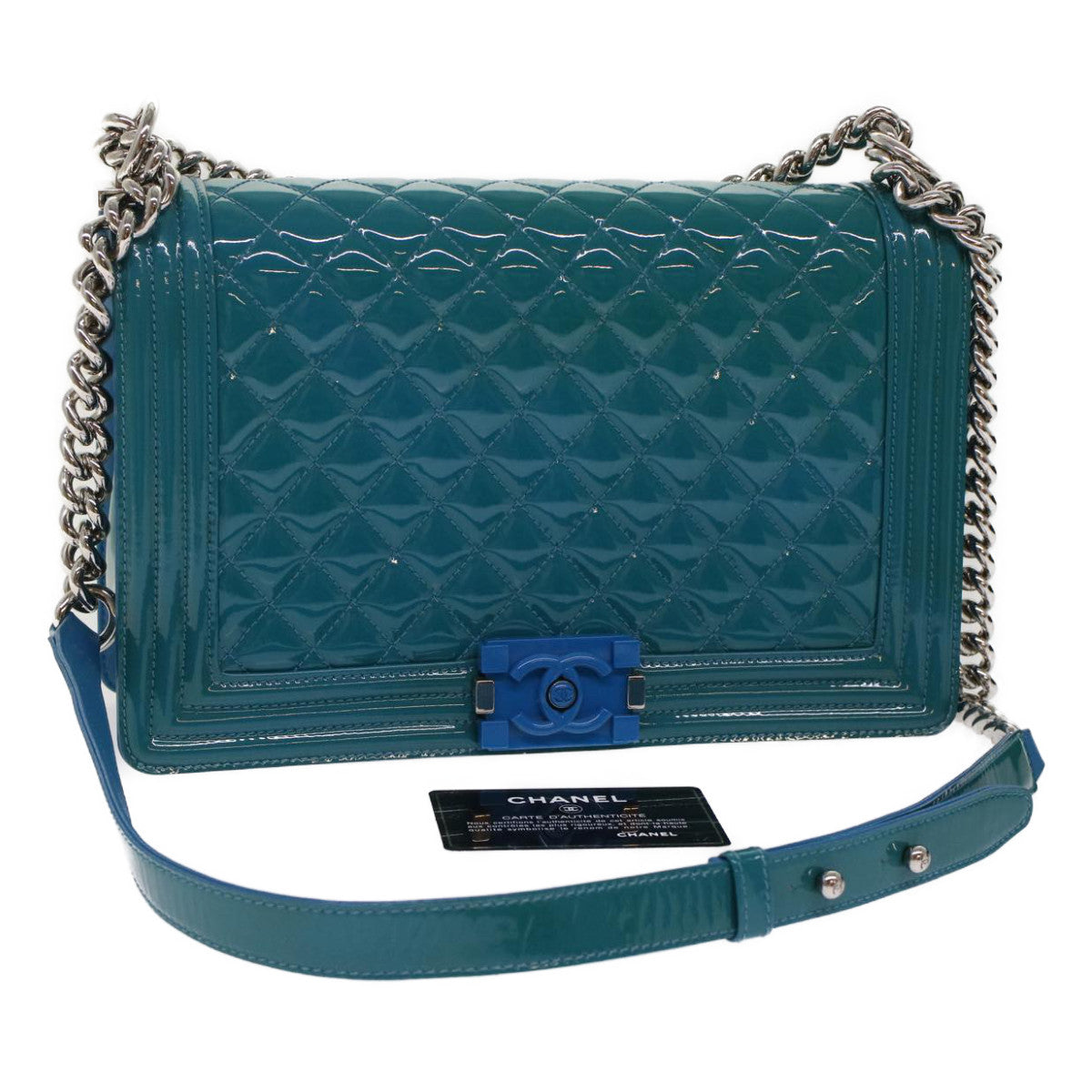 Chanel Boy Leather Blue Shoulder Bag