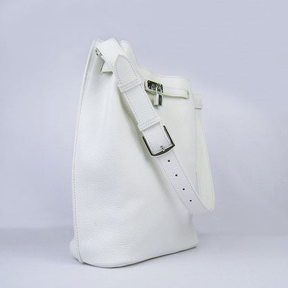 Luxury Hermes Nappa Leather Shoulder Bag White Silver