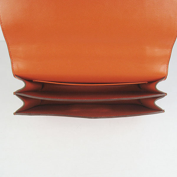 Luxury Hermes Calf Leather Message Bag Orange Silver
