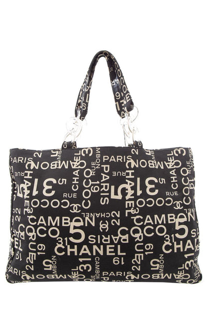 Chanel Cambon Canvas Black White Tote