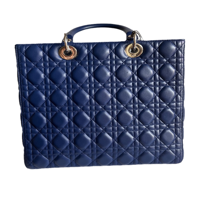 Lady Dior Large Bag Navy Lambskin Cannage Leather