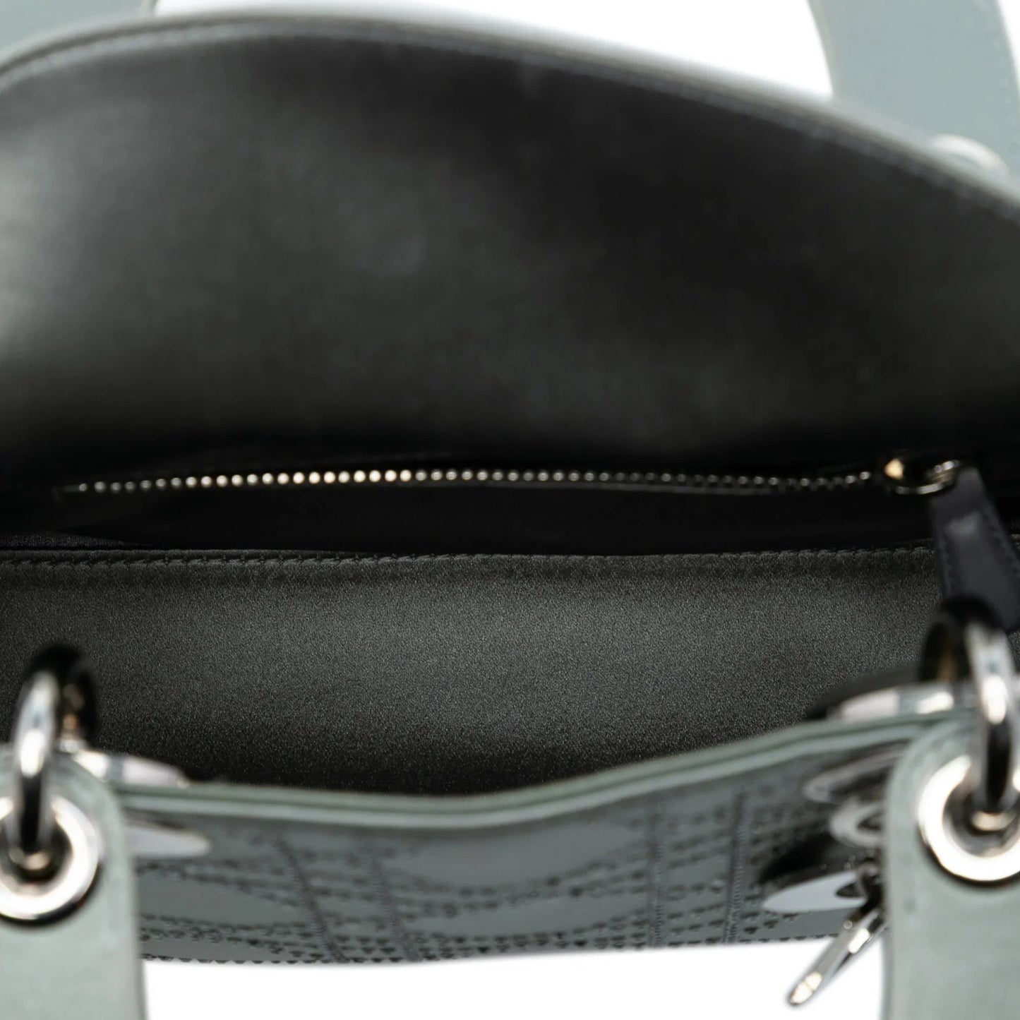 Gray Dior Mini Satin Cannage Strass Crystal Embellished Lady Dior Satchel
