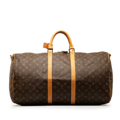 Brown Louis Vuitton Monogram Keepall Bandouliere 55 Travel Bag