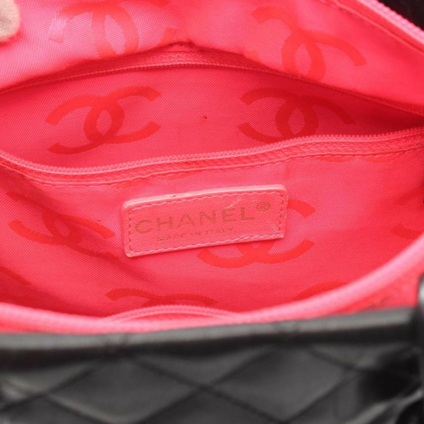 Chanel Cambon Medium Leather Black White Silver Tote