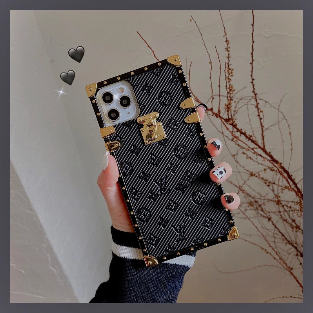 Vintage embossed square phone case For samsung