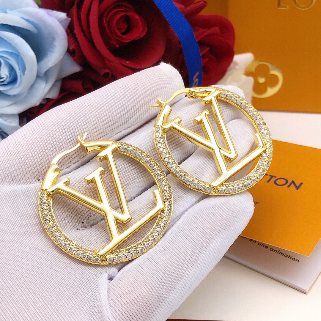 High-Quality Round Diamond-Set Earrings
