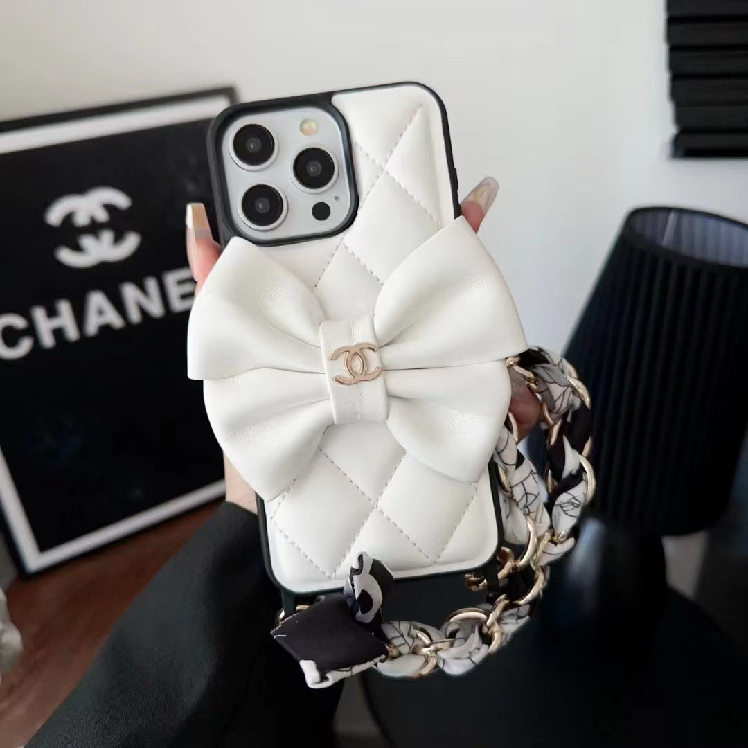 New Luxury CC Bowknot leather phone case for iPhone