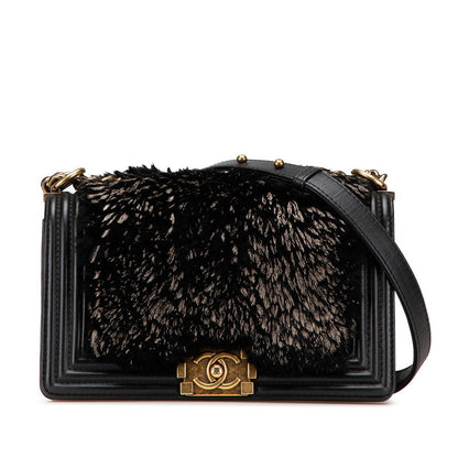Chanel Boy Chanel Lambskin Fur Shoulder Bag