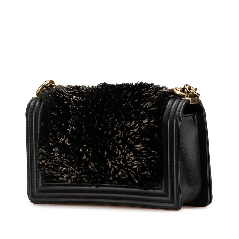 Chanel Boy Chanel Lambskin Fur Shoulder Bag