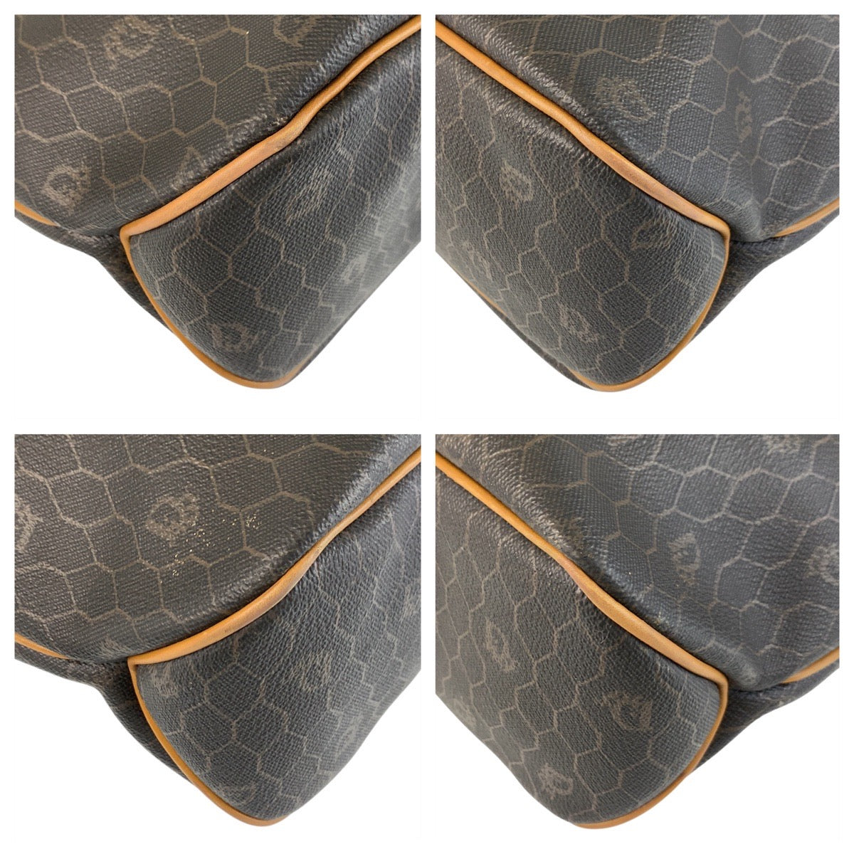 Christian Dior Tote Bag PVC, Leather Brown Camel Gold Metal Tote Bag Shoulder Bag Honeycomb Women