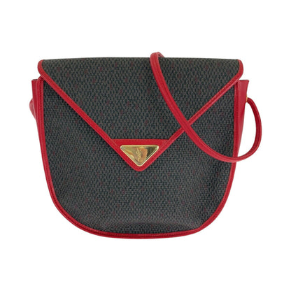 Yves Saint Laurent YSL Logo Leather Canvas Shoulder Bag