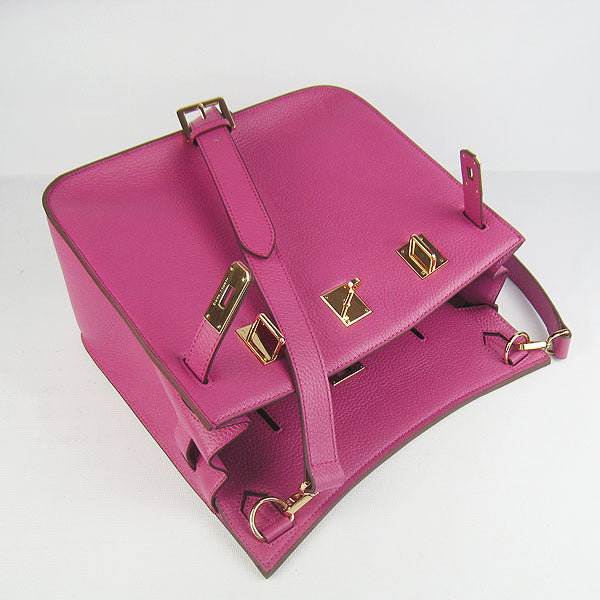 Luxury Hermes Leather Shoulder Bag Peach Golden