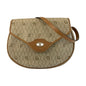 Christian Dior Shoulder Bag PVC Beige Brown Gold Metal Honeycomb Pattern