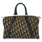 Christian Dior Handbag canvas Navy Beige SilverMetal Trotter