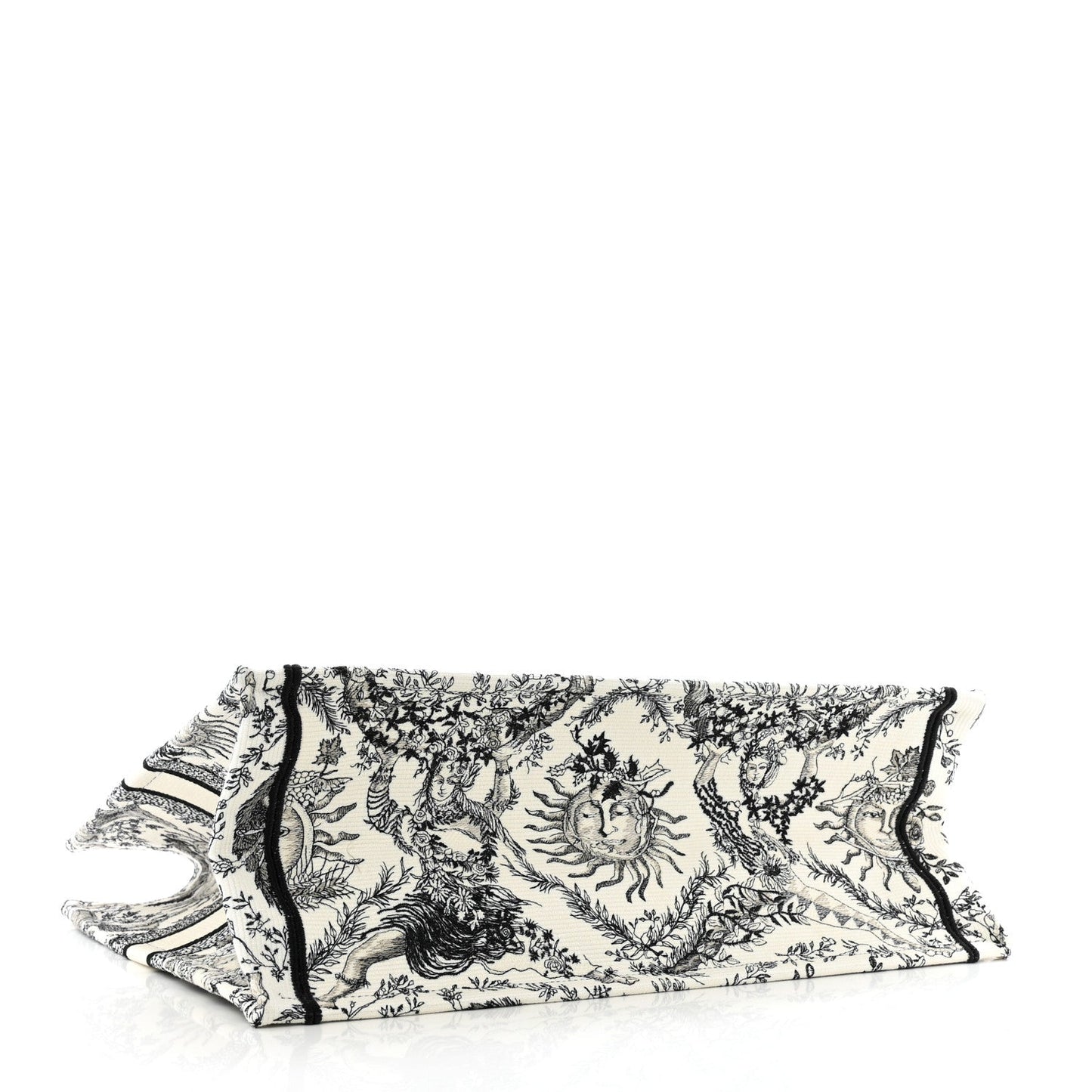 Christian Dior Canvas Embroidered Large Toile De Jouy Soleil Book Tote Black White