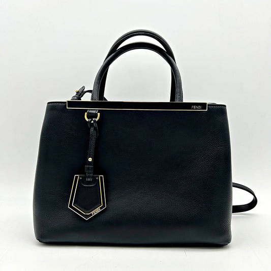 Fendi Black Saffiano Leather Petite Sac 2jours Elite Tote Bag LA15790