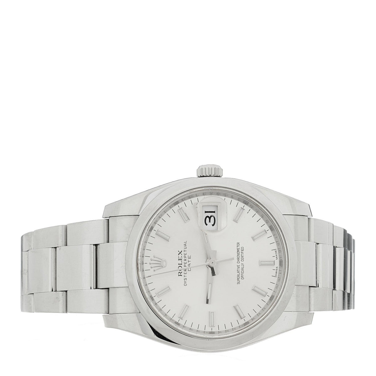 Stainless Steel 34mm Oyster Perpertual Date Watch Silver 115200