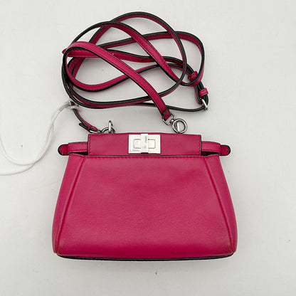 FENDI Nappa Micro Peekaboo Iconic Satchel Magenta LA3198