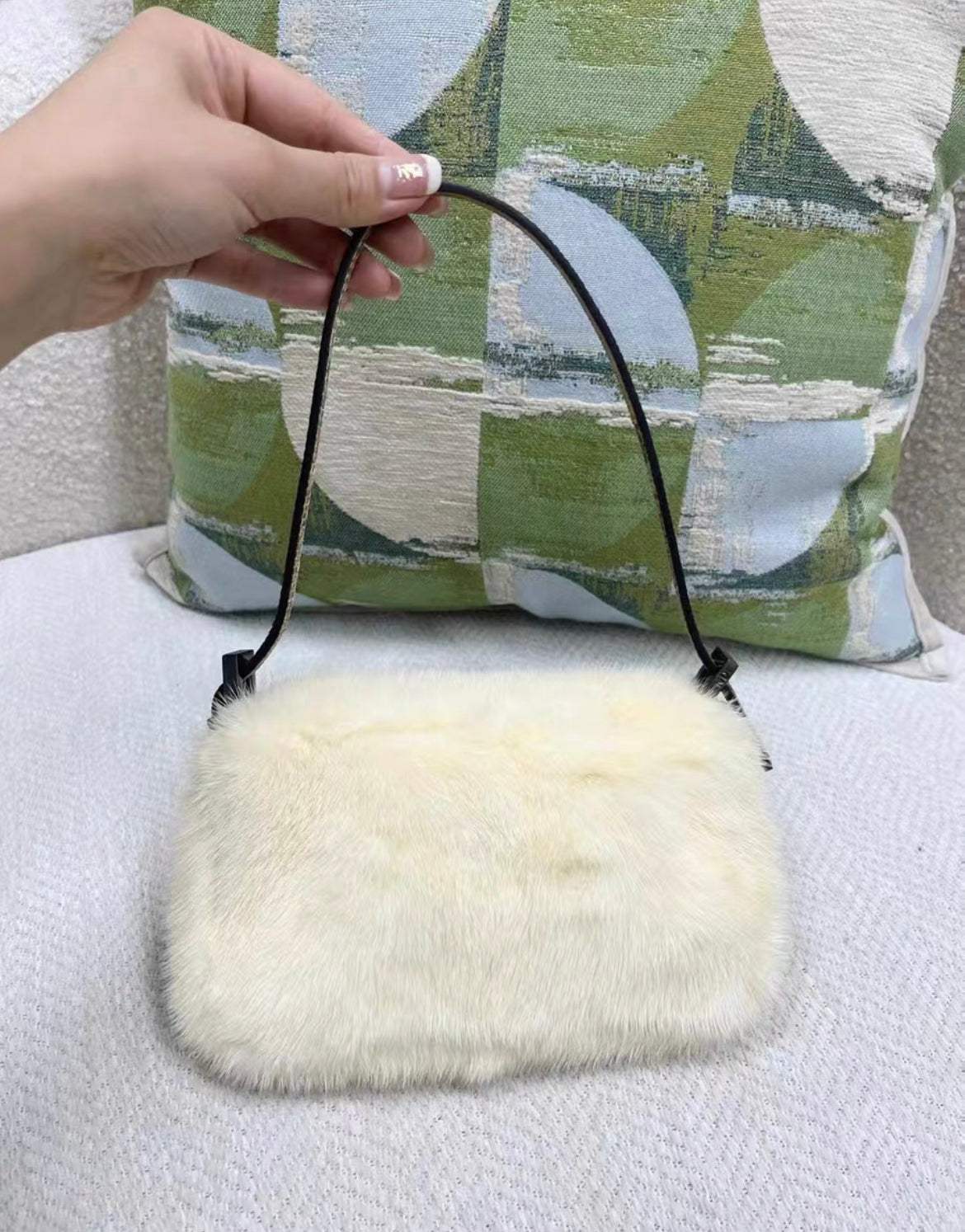 Rare Fendi Baguette Bag Fur With Lizard And Crystals Birds