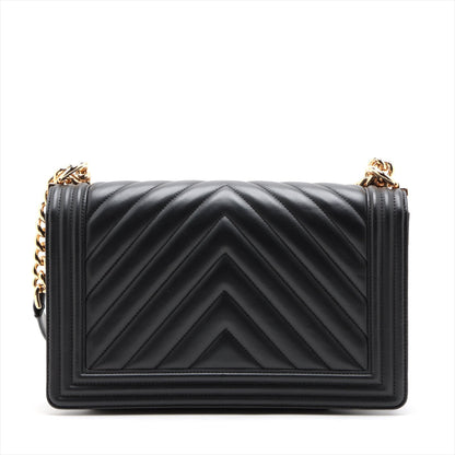 Chanel Boy Chanel 28 Chain Shoulder Bag Black Gold 28th A92193