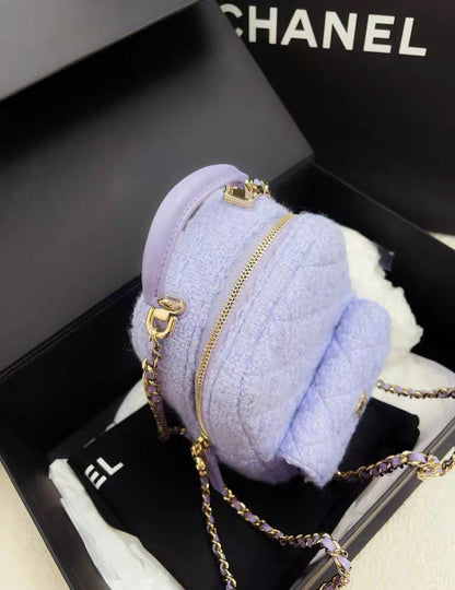 Chanel Luxury Tweed Gold Backpack