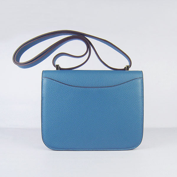 Luxury Hermes Constance Cowskin Leather Bag Blue Golden