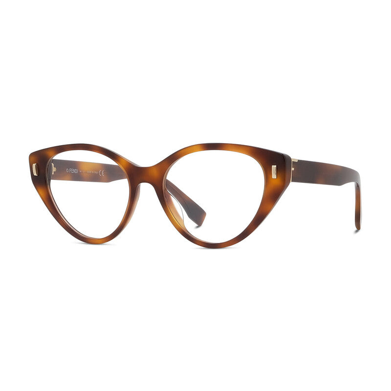 Fendi Eyeglasses Cat Eye Full Rim, Ivory Frame and Clear Demo Lenses Lens FE50020I025