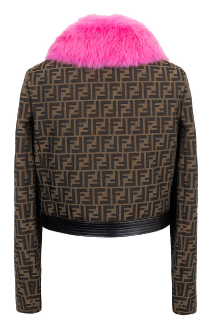 FENDIxVERSACE Fur Collar Jacket Zucca Pink