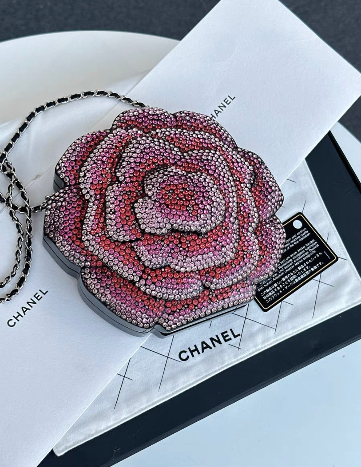 Chanel 2018 Strass In The Forest Camellia Evening Bag In Pink