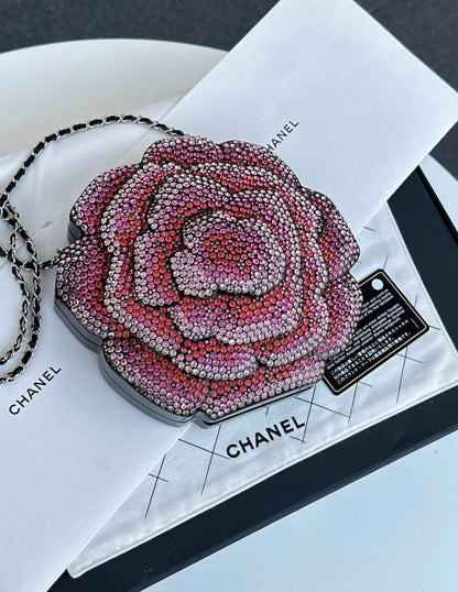 Chanel 2018 Strass In The Forest Camellia Evening Bag In Pink