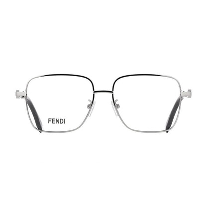 Fendi Eyeglasses Square Full Rim, Shiny Dark Ruthenium Frame and Clear Demo Lenses Lens FE50102F012