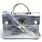 Christian Dior Handbag leather Metallic Silver DIOREVER Women