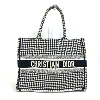 Dior Tote Bag M1296ZTQT_M911 canvas black Houndstooth Book Tote Medium Logo Women