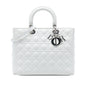 White Dior Large Lambskin Cannage Lady Dior Satchel