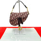 Dior Handbag Leather, Canvas Red Trotter Pattern Saddle bag Women