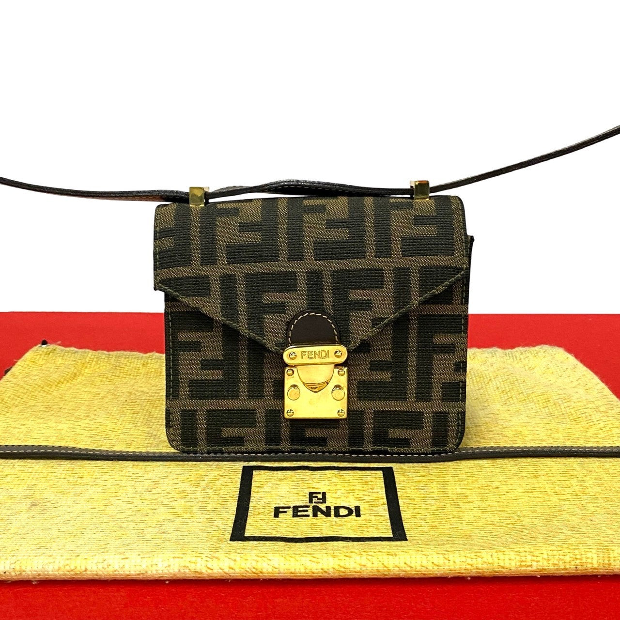 Fendi Leather Red Shoulder Bag Style 18