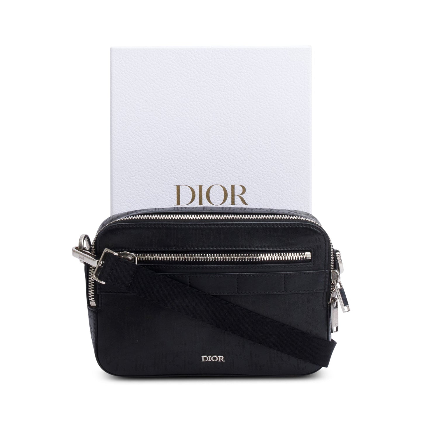 Christian Dior 2021 Black Oblique Galaxy Leather Safari Messenger Bag