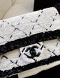 Chanel 24P Large Flap Bag Sequins Black Metal White Black