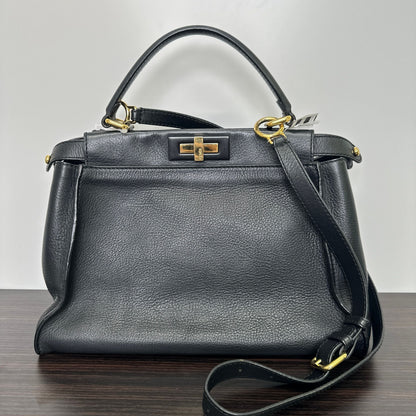 Fendi Black Leather Large Selleria Peekaboo Top Handle Bag Fendi LB107965