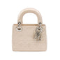 Lady Dior Mini 2004 Beige Silk Handbag Silver Hardware