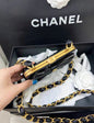 Chanel Metiers D Art 24A Black Sequin Tweed Evening Mini Clutch Bag With Bow
