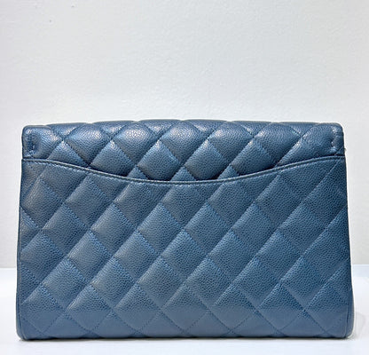 Chanel Blue Caviar Timeless Clutch with Chain SHW