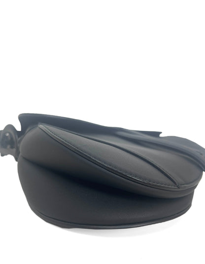 Christian Dior Black On Black Ultramatte Calfskin Leather Saddle Bag