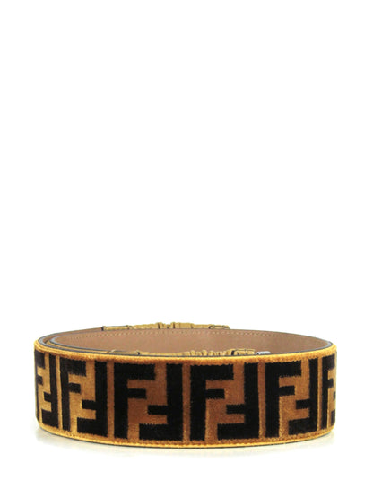 Fendi Velvet Tobacco FF Logo Belt sz 85/34"
