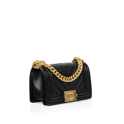 Chanel Boy Bag Caviar Black Shoulder Bag Style 22