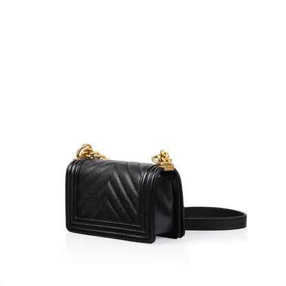 Chanel Boy Bag Caviar Black Shoulder Bag Style 22